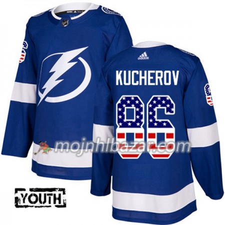 Dresovi Tampa Bay Lightning Nikita Kucherov 86 Adidas 2017-2018 Plava USA Flag Fashion Authentic - Dječji